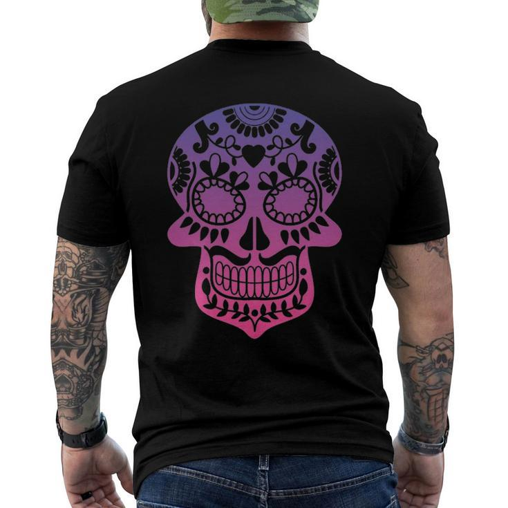 Traditional Day Of The Dead Mexico Calavera Sugar Skull Men's Back Print T-shirt