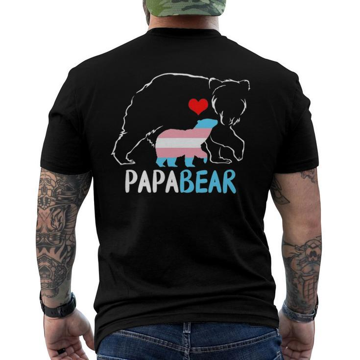 Trans Papa Bear Proud Dad Rainbow Transgender Fathers Day Men's Back Print T-shirt