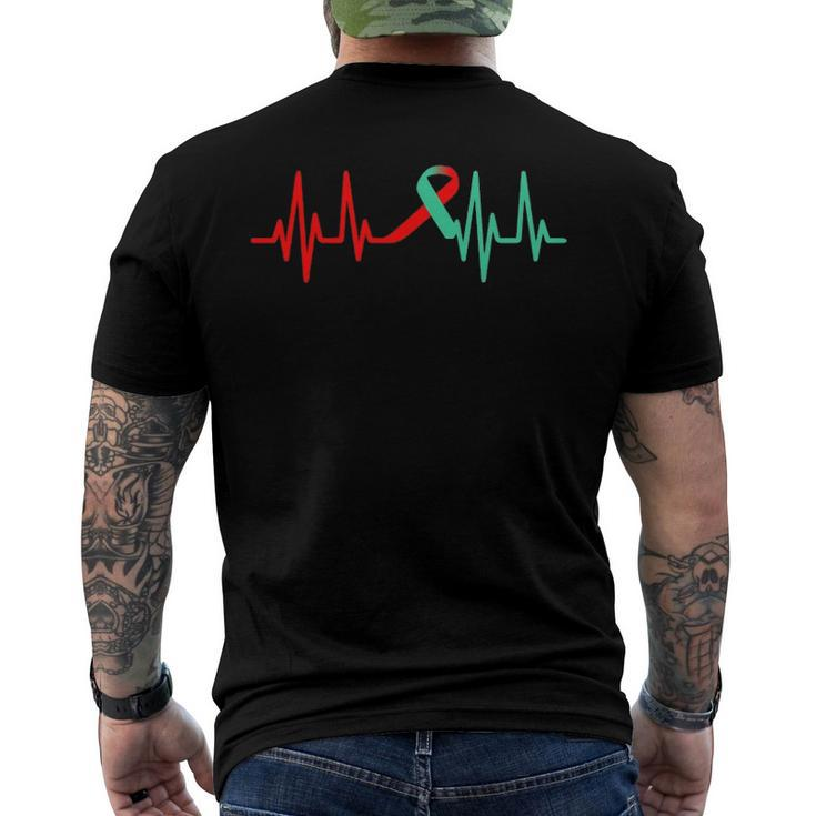 Transplant Recipient Heartbeat - Saved By An Organ Donor  Men's Crewneck Short Sleeve Back Print T-shirt