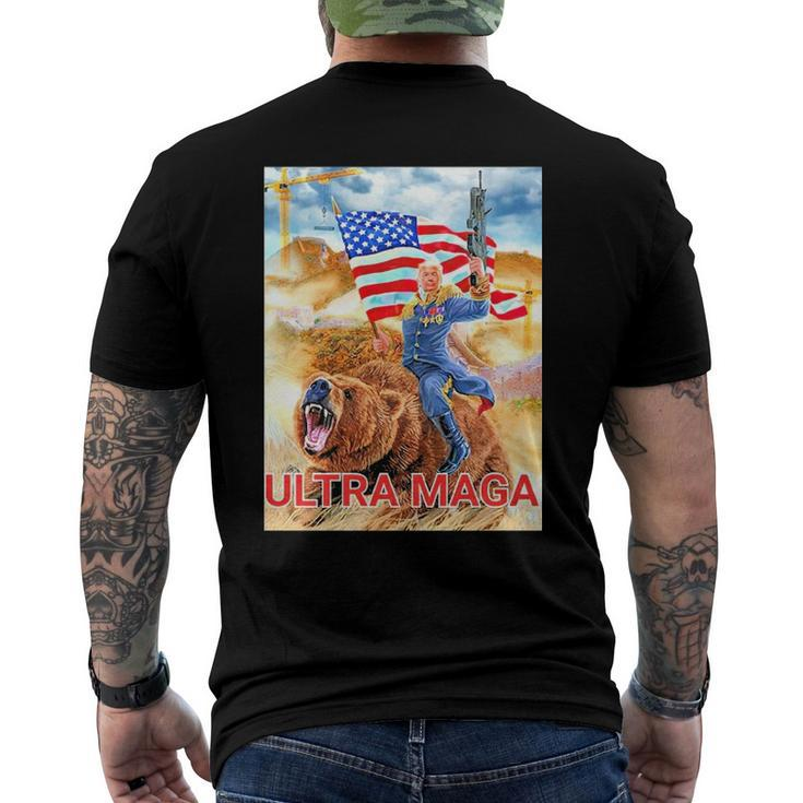 Trump Ultra Maga The Great Maga King Trump Riding Bear Men's Back Print T-shirt