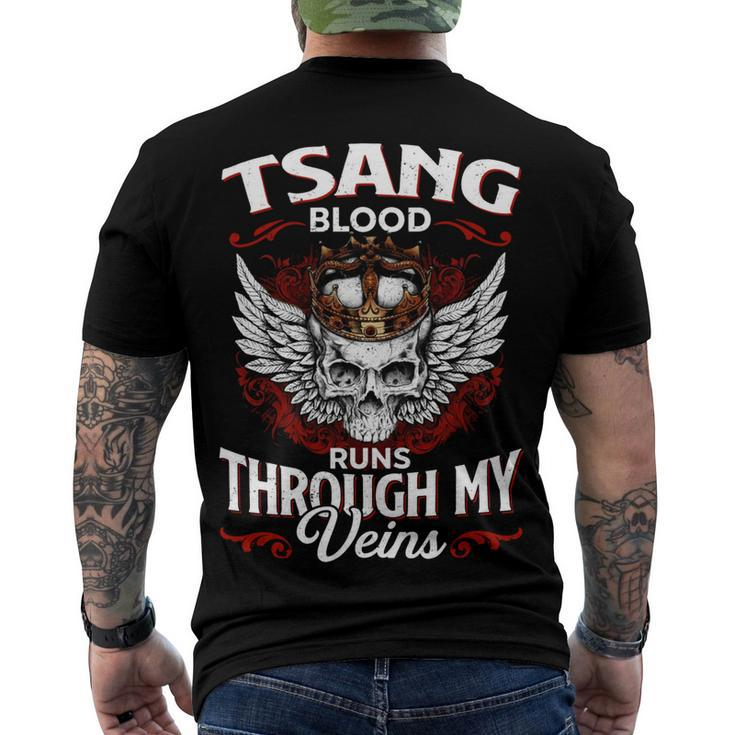 Tsang Blood Runs Through My Veins Name Men's Crewneck Short Sleeve Back Print T-shirt