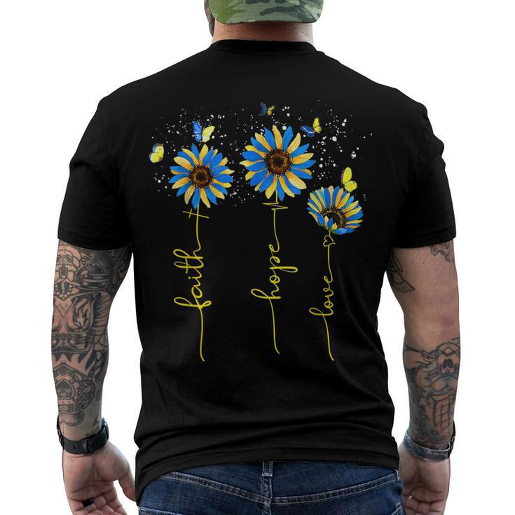 Ukraine Flag Sunflower Vintage Faith Cross Hope Love Men's T-shirt Back Print