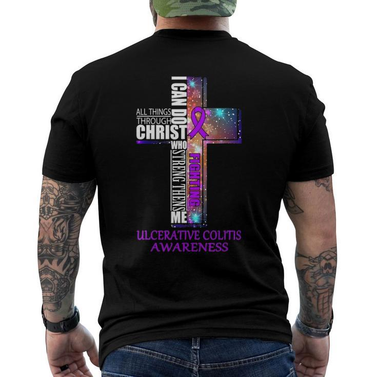 Ulcerative Colitis Awareness Christian Men's Back Print T-shirt