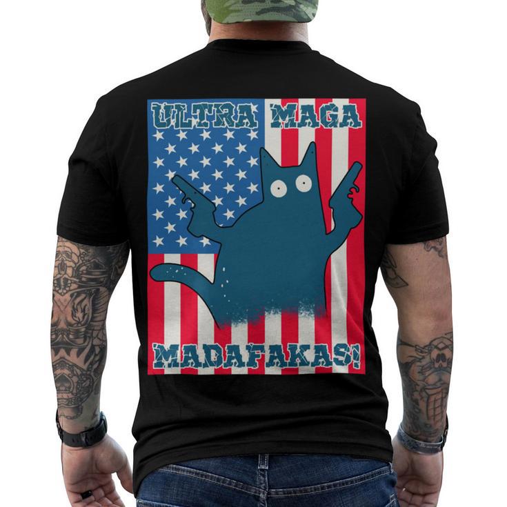 Ultra Maga Madafakas Cat American Flag Men's Crewneck Short Sleeve Back Print T-shirt