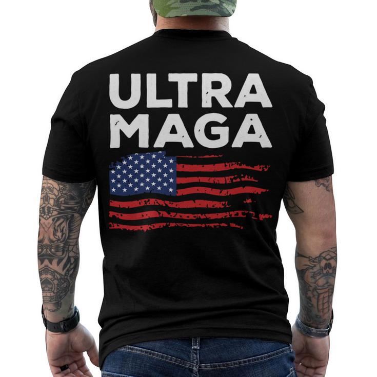 Ultra Maga Proud American Distressed Flag Patriotic Men's Crewneck Short Sleeve Back Print T-shirt