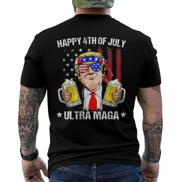 Ultra Maga Proud Pro Trump Happy 4Th Of July American Flag Men's Back Print T-shirt