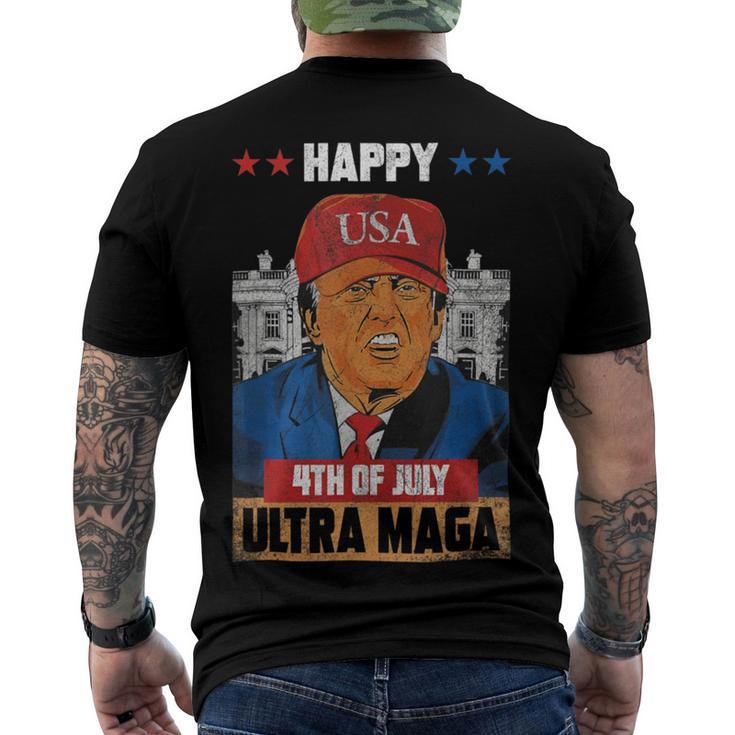 Ultra Maga Trump Happy 4Th Of July American Flag  Men's Crewneck Short Sleeve Back Print T-shirt