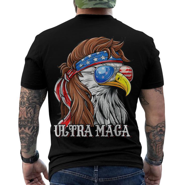 Ultra Maga Trump Sunglasses Eagle Head Usa Flag Bandana Men's Crewneck Short Sleeve Back Print T-shirt