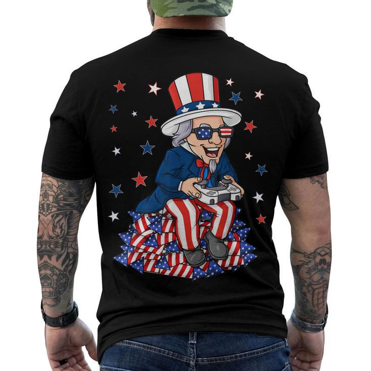Uncle Sam Game Controller 4Th Of July Boys Kids Ns Gamer Men's T-shirt Back Print