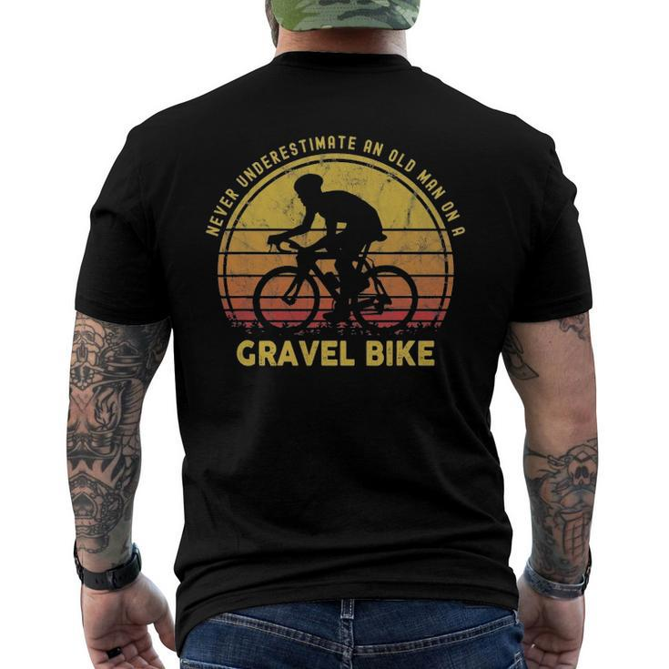 Never Underestimate An Old Man On A Gravel Bike Joke Men's Back Print T-shirt