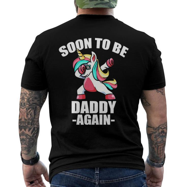 Unicorn Daddy Again 2022 Soon To Be Dad Again 2022 Baby Shower Men's Back Print T-shirt