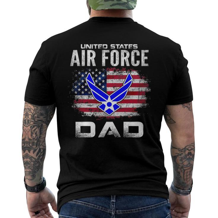 United States Air Force Dad With American Flag Men's Back Print T-shirt