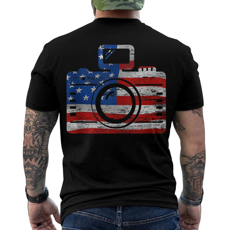 Us Flag Camera Fourth Of July Photographer V2 Men's T-shirt Back Print