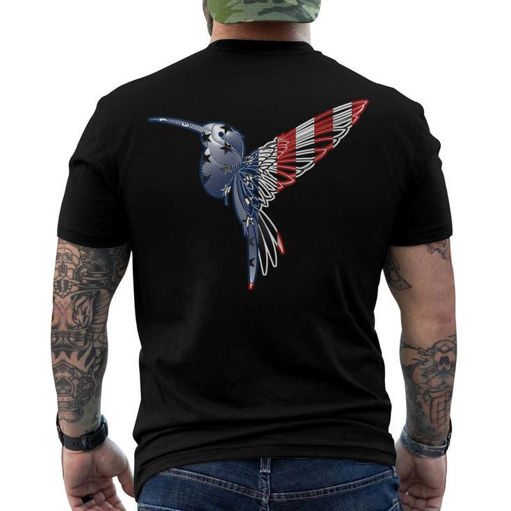 Womens Usa American Flag Dot Art Cute Bird Hummingbird 4Th Of July V2 Men's T-shirt Back Print