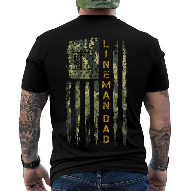 Usa Camo Flag Proud Electric Cable Lineman Dad Silhouette Men's T-shirt Back Print