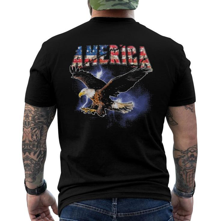Usa Flag America Font Eagle Flashes For Men And Women Men's Back Print T-shirt