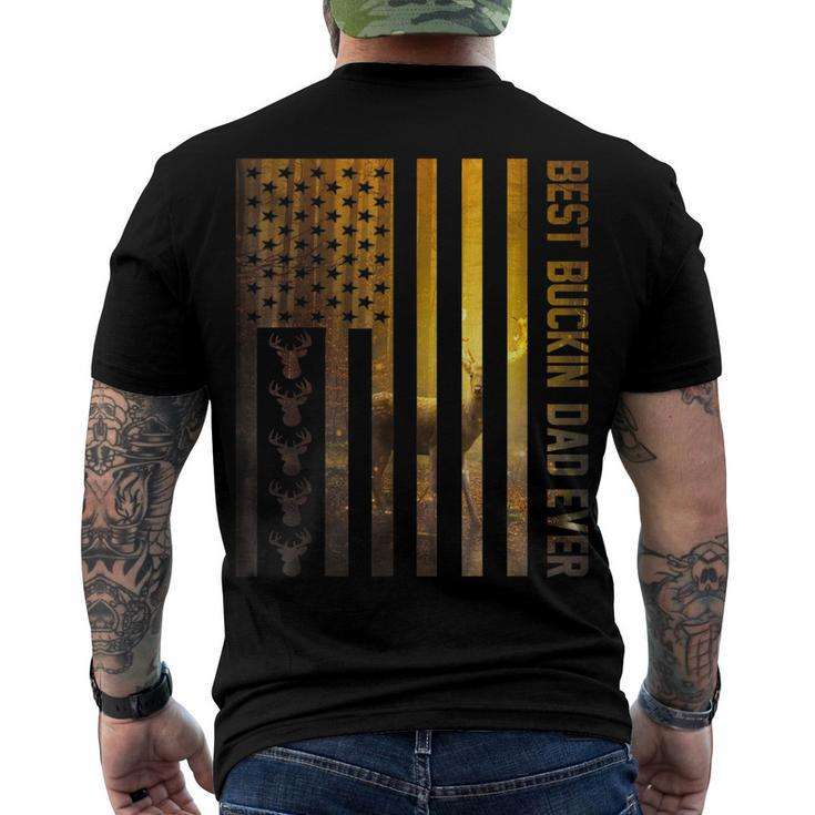 Mens Usa Flag Best Buckin Dad Ever Deer Hunting 4Th Of July Men's T-shirt Back Print