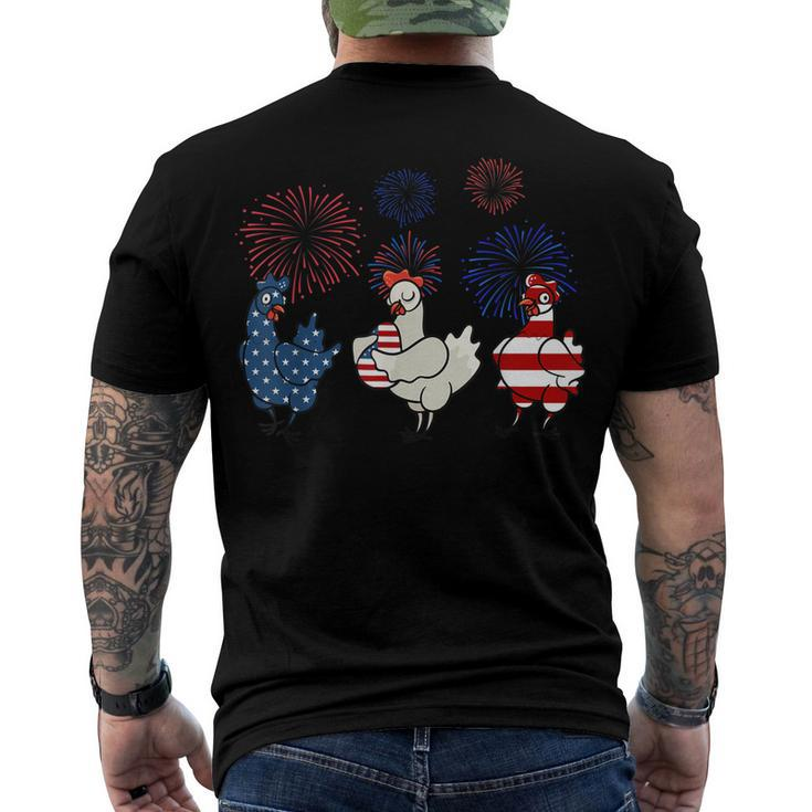 Usa Flag Chicken Fireworks Patriotic 4Th Of July Men's Back Print T-shirt