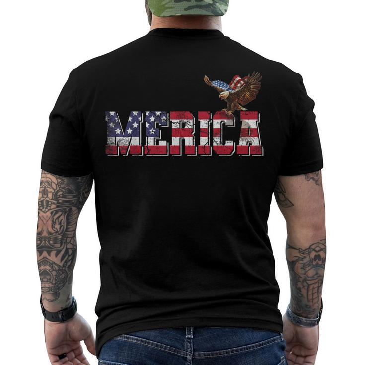 Usa Us American Flag Patriotic 4Th Of July Bald Eagle Merica Men's T-shirt Back Print