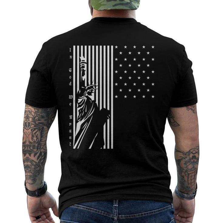 Usa Us Flag Patriotic 4Th Of July America Statue Of Liberty Men's Back Print T-shirt