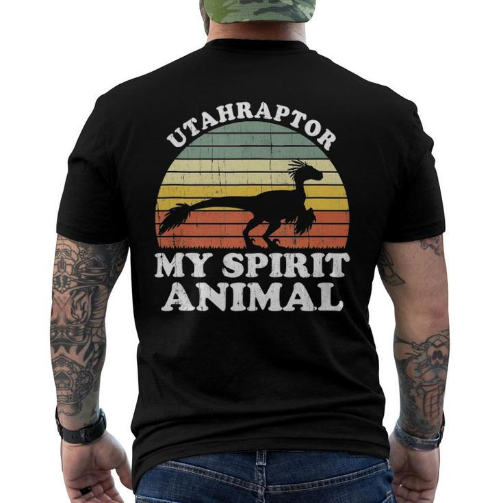 Utahraptor Dinosaur Spirit Animal Paleontologist Men's Back Print T-shirt