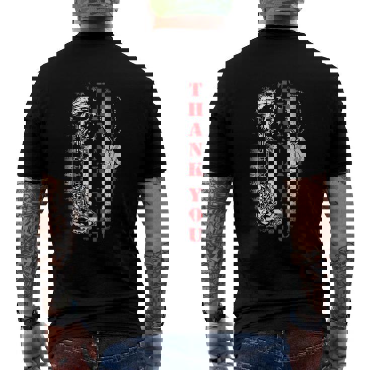 Veteran 365 Thank You Veteran Memory Us American Flag Men's Back Print T-shirt