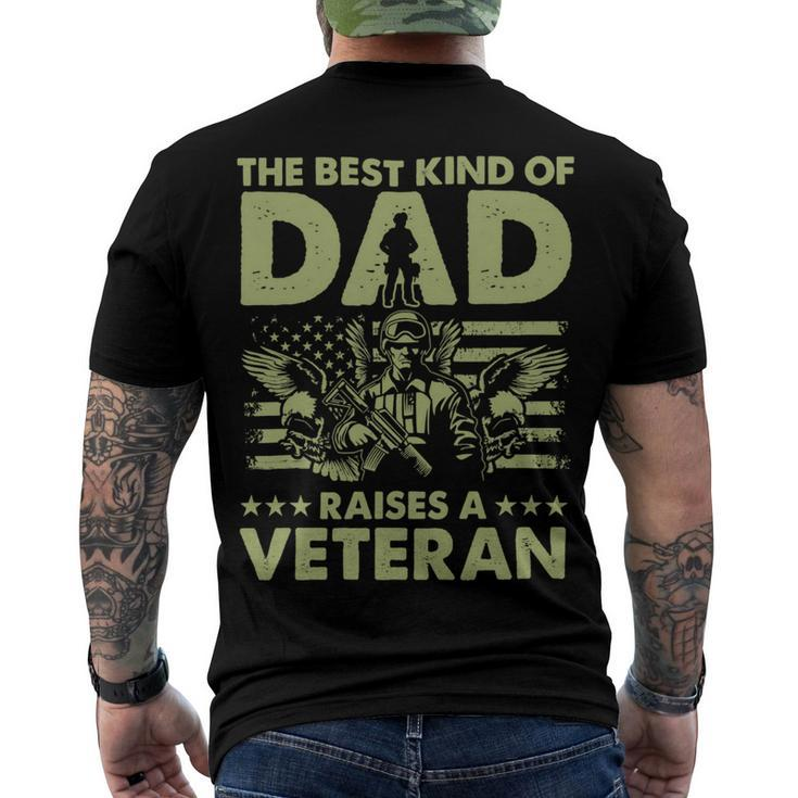 Veteran Best Kind Of Dad Raises A Veteran 91 Navy Soldier Army Military Men's Crewneck Short Sleeve Back Print T-shirt