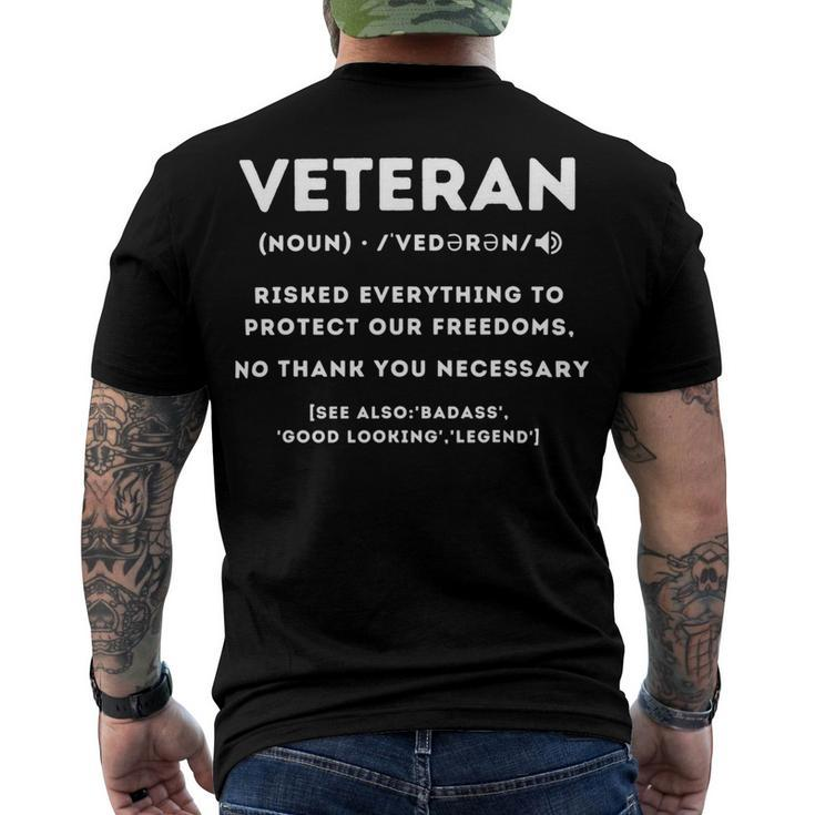 Veteran Definition Funny Proud Veteran Military Meaning T-Shirt Men's Crewneck Short Sleeve Back Print T-shirt