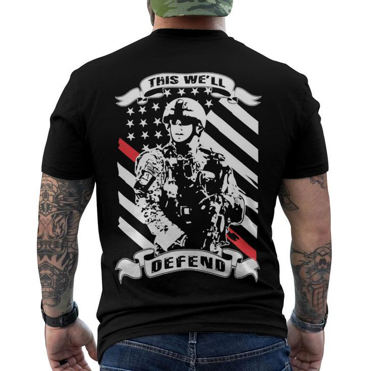 Veteran This Well Defend Veteran42 Navy Soldier Army Military Men's Crewneck Short Sleeve Back Print T-shirt