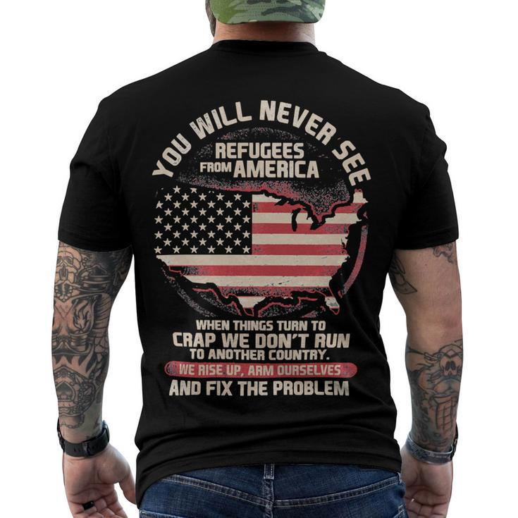 Veteran Veterans Day Patriot Refugees From America Veteran115 Navy Soldier Army Military Men's Crewneck Short Sleeve Back Print T-shirt