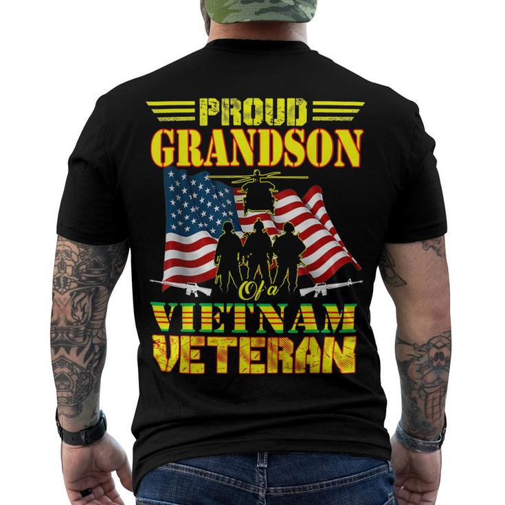Veteran Veterans Day Proud Grandson Of A Vietnam Veteran For 142 Navy Soldier Army Military Men's Crewneck Short Sleeve Back Print T-shirt