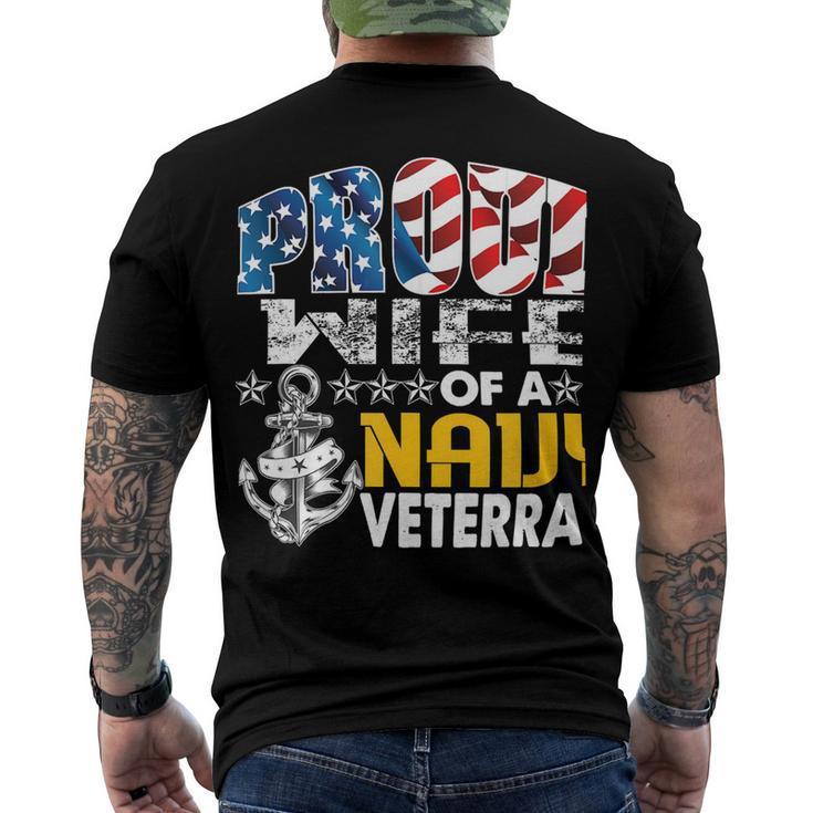 Veteran Veterans Day Proud Wife Of A Navy Veteran Vintage Veterans Day 105 Navy Soldier Army Military Men's Crewneck Short Sleeve Back Print T-shirt