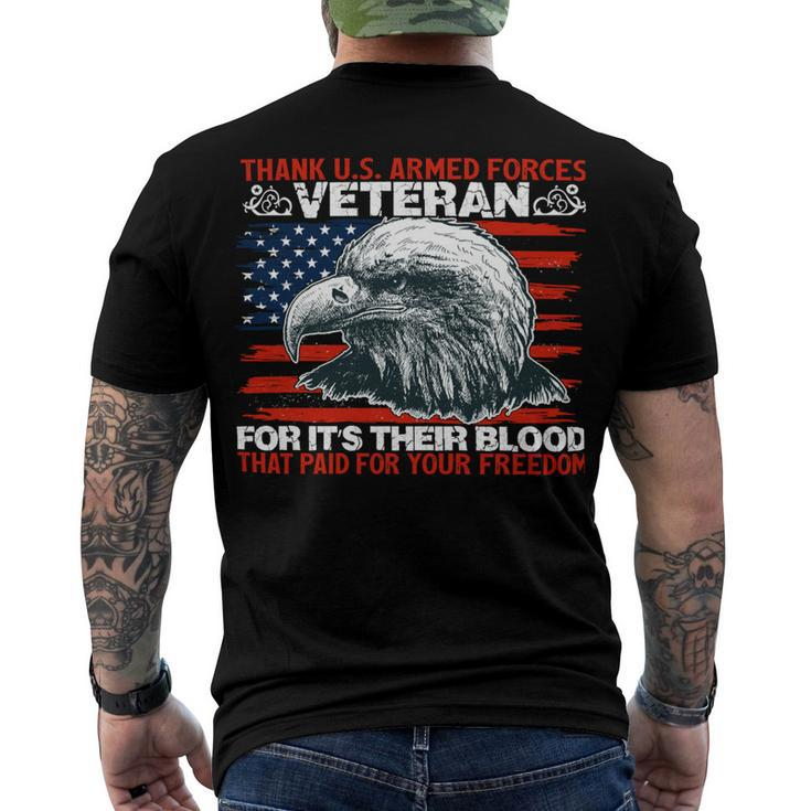 Veteran Veterans Day Thank Us Armed Forcesveterans For Its Their Blood That Paid Navy Soldier Army Military Men's Crewneck Short Sleeve Back Print T-shirt