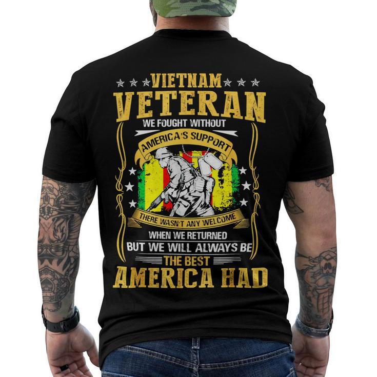 Veteran Veterans Day Vietnam Veteran We Fought Without Americas Support 95 Navy Soldier Army Military Men's Crewneck Short Sleeve Back Print T-shirt