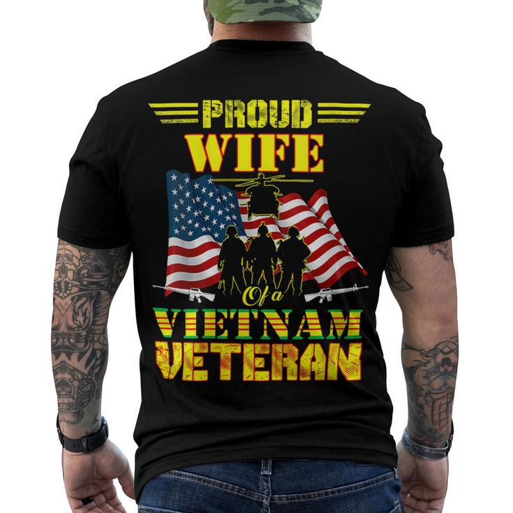 Veteran Veterans Day Womens Proud Wife Of A Vietnam Veteran For 70 Navy Soldier Army Military Men's Crewneck Short Sleeve Back Print T-shirt