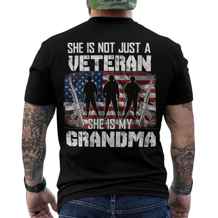 Veteran Veterans Day Womens Veteran She Is My Grandma American Flag Veterans Day 333 Navy Soldier Army Military Men's Crewneck Short Sleeve Back Print T-shirt