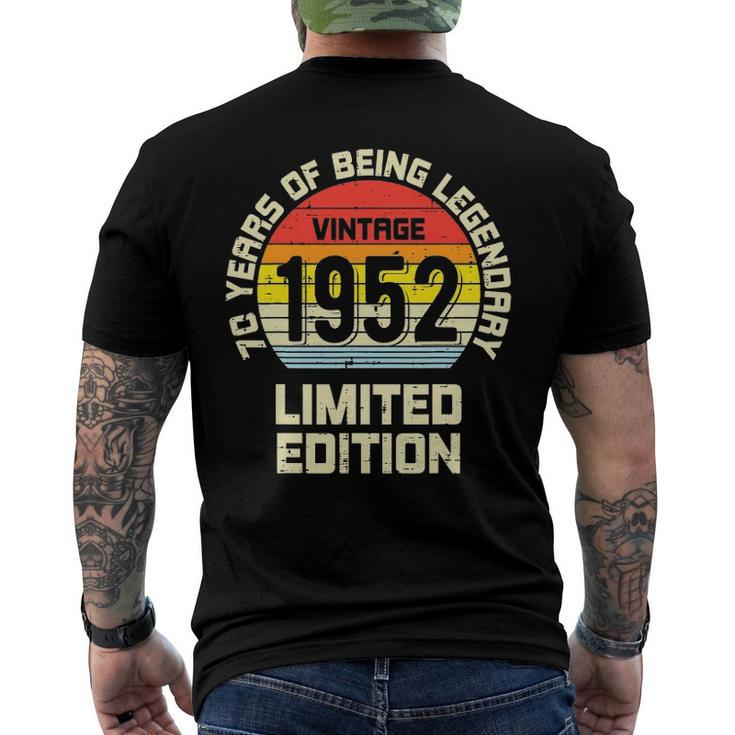 Vintage 1952 70 Years Legendary Limited Edition Birthday Men's Back Print T-shirt