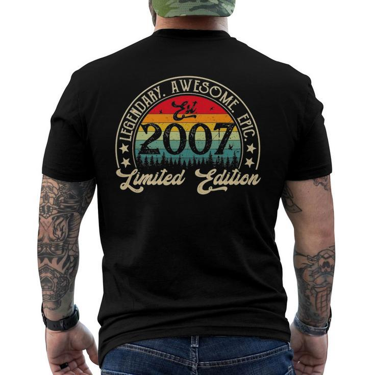 Vintage 2007 Limited Edition 2007 15Th Birthday 15 Years Old Men's Back Print T-shirt