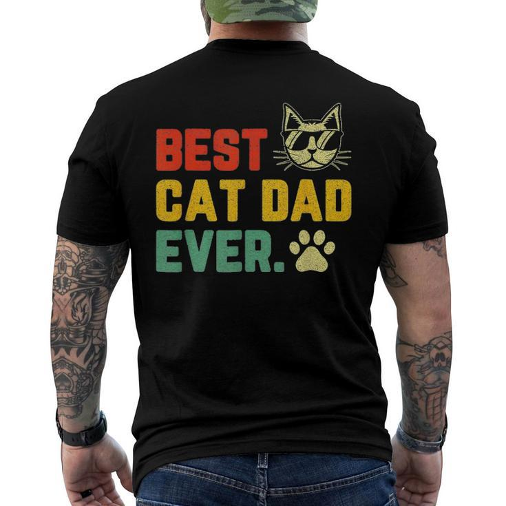 Vintage Best Cat Dad Ever Cat With Sunglasses Fathers Day Men's Crewneck Short Sleeve Back Print T-shirt