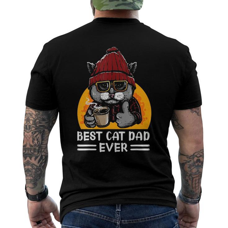 Vintage Best Cat Father Dad Ever Cat Daddy Fathers Day Men's Back Print T-shirt