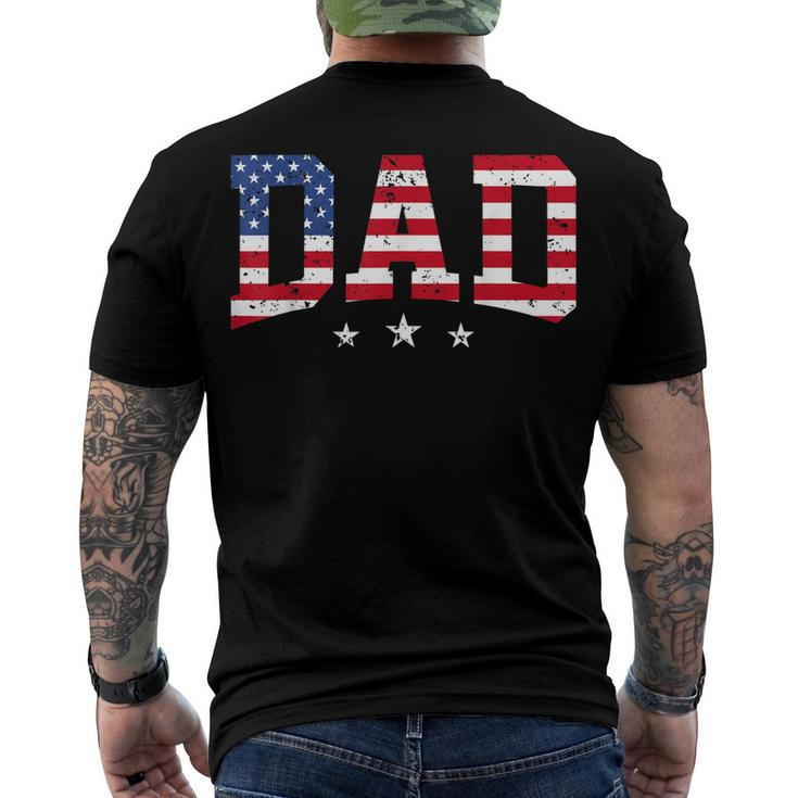 Mens Vintage Dad Fathers Day American Flag Usa Dad 4Th Of July Men's Back Print T-shirt