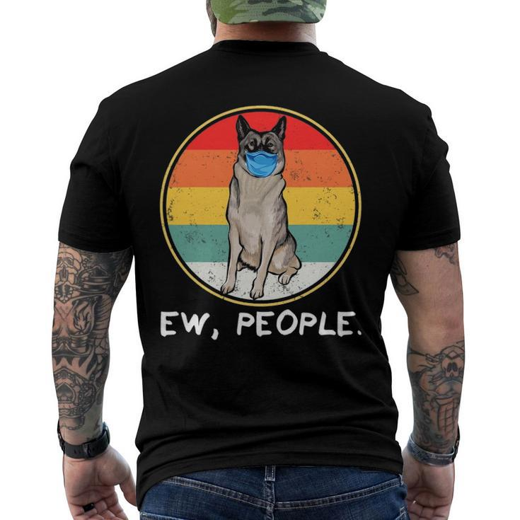 Vintage Ew People Norwegian Elkhound Dog Wearing Face Mask Men's Back Print T-shirt