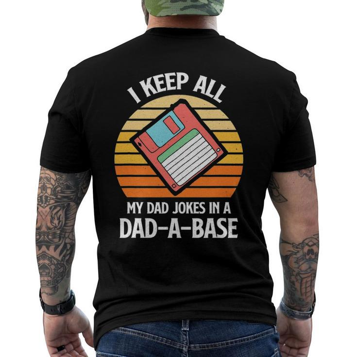Mens Vintage Fathers Day I Keep All My Dad Jokes In A Dad A Base Men's Back Print T-shirt