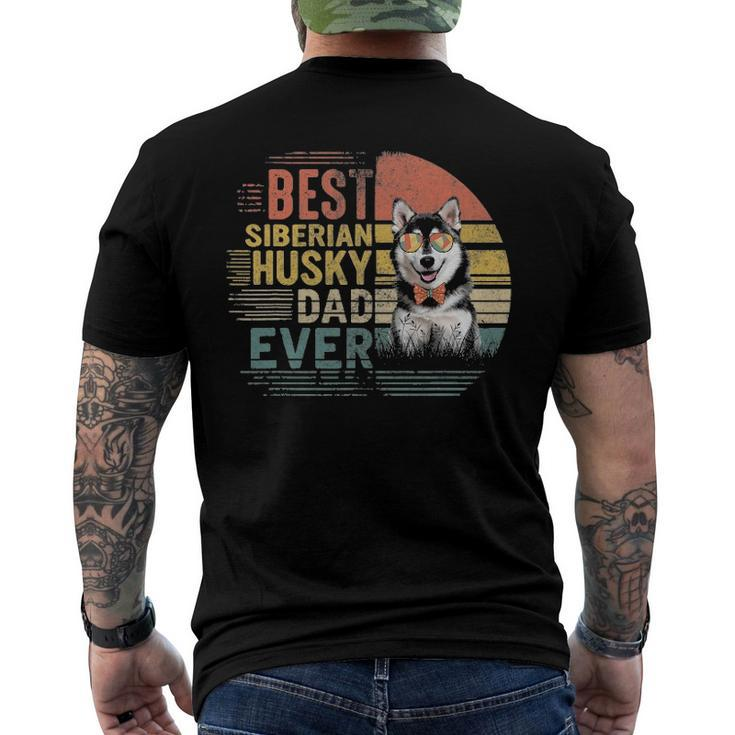Vintage Fathers Day Retro Best Siberian Husky Dad Ever Men's Back Print T-shirt