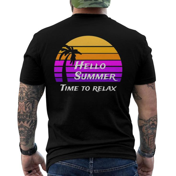 Vintage Hello Summer Its Time To Relax Men's Back Print T-shirt