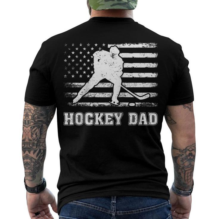 Vintage Hockey Dad American Flag Hockey 4Th Of July Men's T-shirt Back Print
