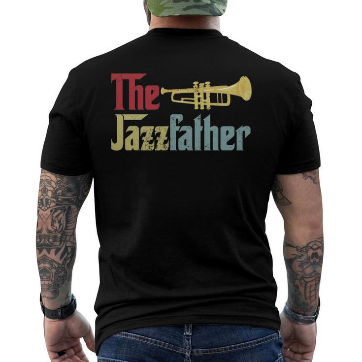 Vintage The Jazzfather Happy Fathers Day Trumpet Player Men's Back Print T-shirt