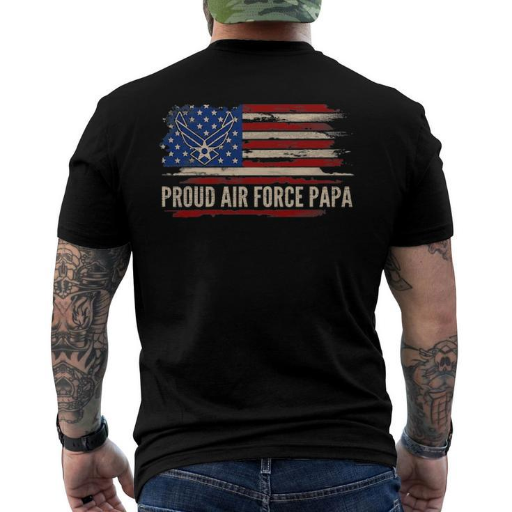 Vintage Proud Air Force Papa American Flag Veteran Men's Back Print T-shirt