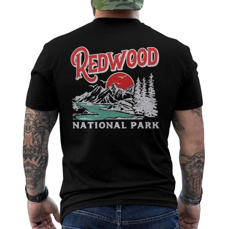 Vintage Redwood National Park Distressed 80S Mountains Men's Back Print T-shirt