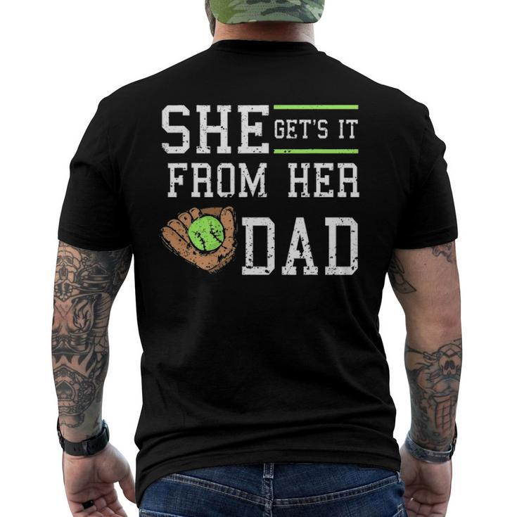 Vintage She Gets It From Her Dad Daughter Father Baseball Men's Back Print T-shirt